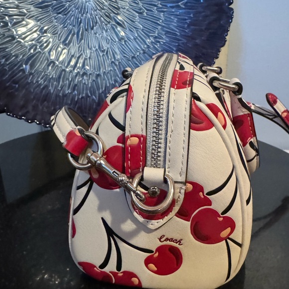 Coach Cherry Print Mini Satchel in White and Red - Picture 4 of 5